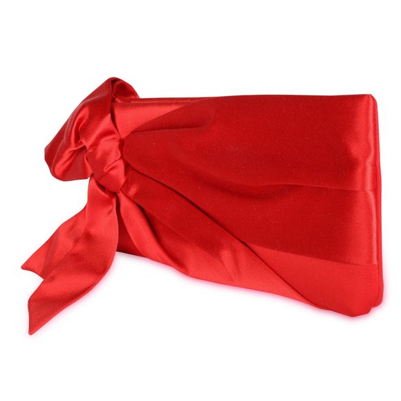 Valentino Red Satin Bow Clutch - Picture 2 of 8